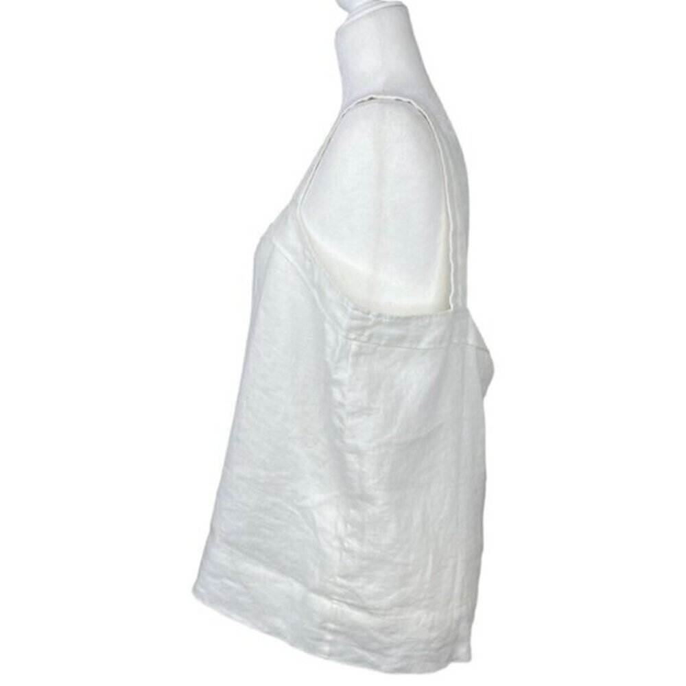 Everlane Women's NWT White The Linen Picnic Square Neckline Tank‎ Top 14/C40 - Picture 3 of 8